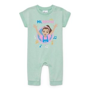 Ms. Rachel Mint Green Graphic Wash Baby Romper 6-9M